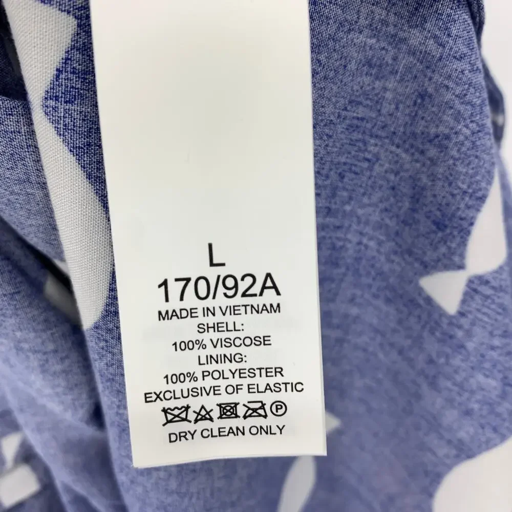 Kate Spade Graphic Fish Print Ruffle Midi Dress Womens Size Large Blue White